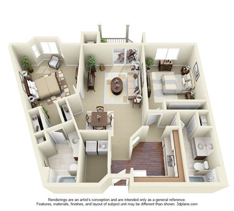2  Bed   2  Bath   1,155 Sq. Ft. | 2B Floor Plan at Cityscape, St Louis Park, MN